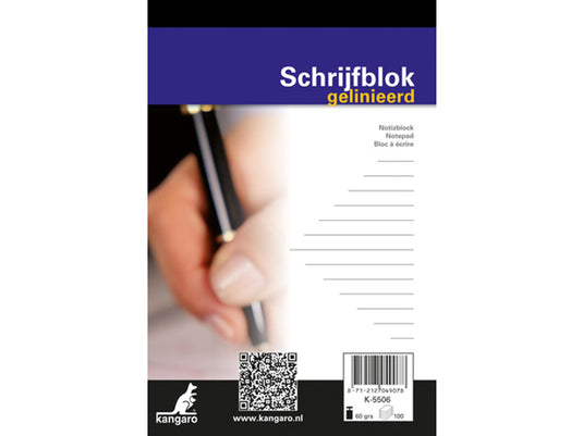 Kangaro schrijfblok a6 lijn 100 blad pak a 10 st