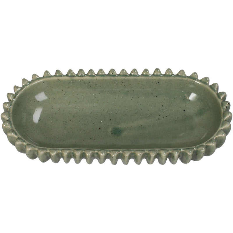 Afbeelding laden in galerijviewer, Kersten schaal keramiek green 26.5x12.5x4.5cm
