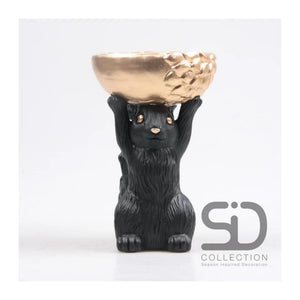 Season inspired decoration eekhoorn met bak 14x12x22,5cm zwart