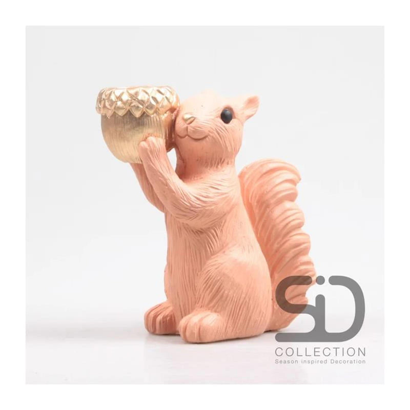 ギャラリービューアに画像をロードする, Season inspired decoration eekhoorn met waxinehouder 18x10,5x20,5cm beigerood
