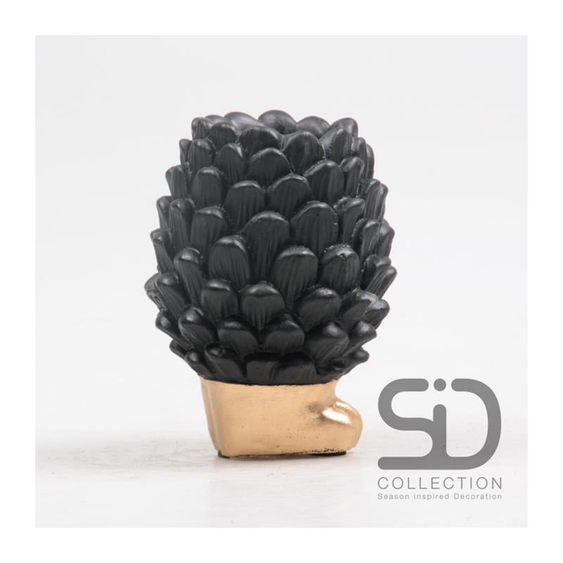 Afbeelding laden in galerijviewer, Season inspired decoration vaas dennenappel op voet 9x9x12cm zwart
