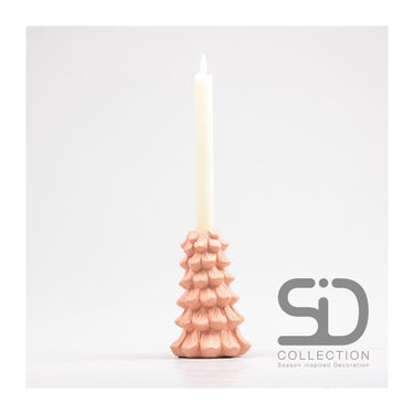 Season inspired decoration kaarsenstandaard 10x10x15 beigerood