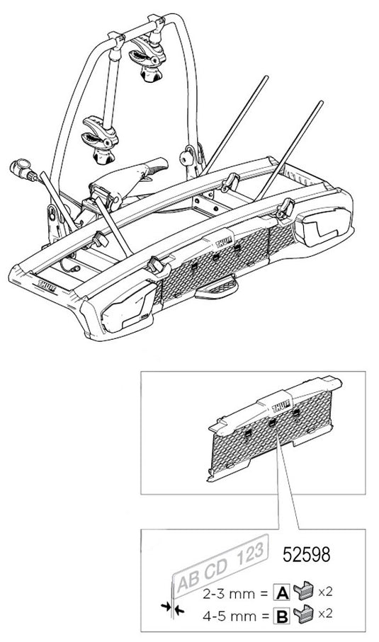 Thule 2a+2b 52598 number plate clips