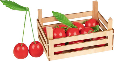 Goki speelgoedkeuken - fruitkistje met kersen - 14,1x10,1x7,3cm - 6 delen - hout
