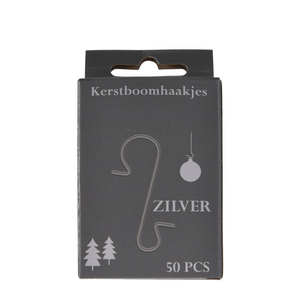 Kerstboomhaakjes zilver 50 stuks