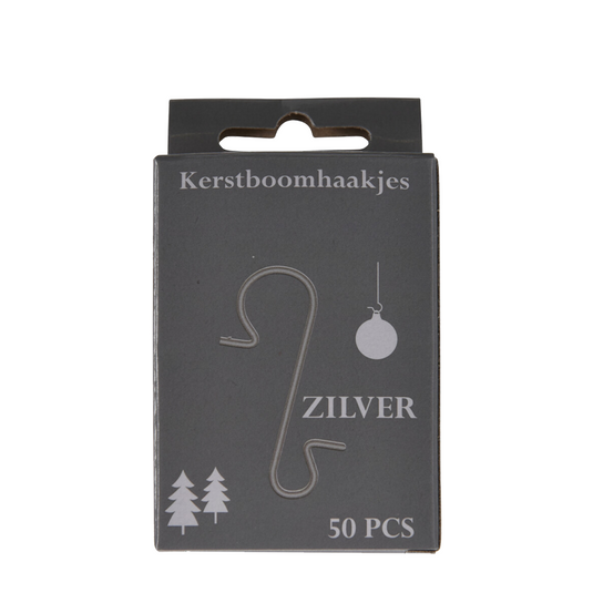 Basic kerstboomhaakjes zilverkleurig 50 stuks