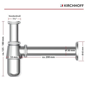 Kirchhoff beker sifon, chroom, 1 1 4 (5 4 ) x 32 mm - 98803110