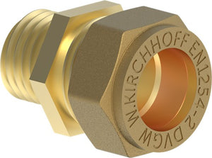 Kirchhoff messing overgangsstuk, blank, 18 mm x 1 2 et, klemkoppeling voor koperen buis - 989457617