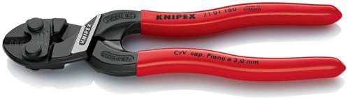 Knipex boutensnijtang | lengte 160 mm kunststof mantel | recht 3 mm zonder uitsparing | zacht 5,3 mm middel 4,4 mm hard 3,2 mm | 1 stuk - 71 01 160 71 01 160