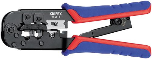 Knipex krimptang 97 51 10 sb (blauw rood, rj-11 12 en rj-45 stekker)