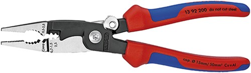 Knipex elektro installatietang zwart geatramenteerd met meer-componentengrepen 200 mm - 1392200