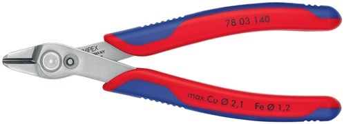 Knipex elektronicazijsnijtang | rvs lengte 140 mm | facet nee | gepolijst | 1 stuk - 78 03 140 - 78 03 140