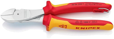 Knipex kracht-zijsnijtang | lengte 200 mm | vde vorm 0 met bevestigingsoog | meercomponenten mantels | 1 stuk - 74 06 200 t - 74 06 200 t