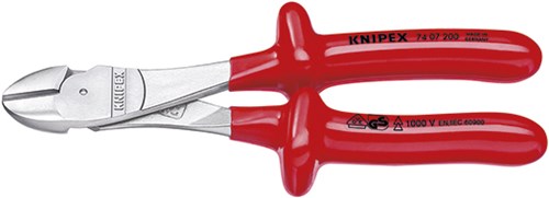 Knipex kracht-zijsnijtang verchroomd dompelisolatie, vde-getest 200 mm - 7407200