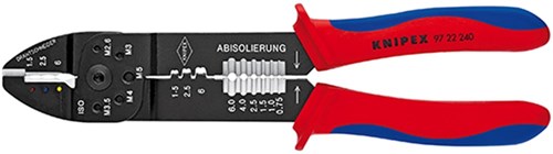 Knipex krimptang voor kabelschoenen en stekkers | 0.5 tot 6 mm² - 9722240sb