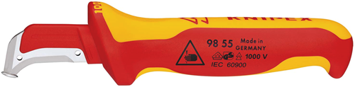 Knipex ontmantelingsmes met glijschoen | geïsoleerde meercomponenten-greep | vde-getest | lengte 180 mm - 98 55 sb
