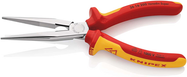 Knipex platspitse tang met zijsnijder (telefoontang) | 200 mm lengte | geïsoleerd | meer-componentengrepen - 26 16 200 sb