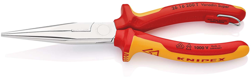 Knipex platspitse tang met zijsnijder (telefoontang) | 200 mm lengte | geïsoleerd | meercomponenten-omhulling - 26 16 200 t bk