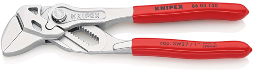 Afbeelding laden in galerijviewer, Knipex sleuteltang | 150 mm lengte | tang en schroefsleutel in eén | kunststof bekleed | verchroomd - 86 03 150 sb
