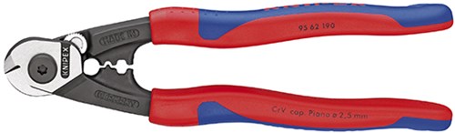 Knipex staaldraadschaar met bevestigingshaak 95 62 190 kniptang (blauw)