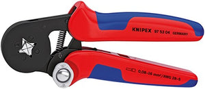 Knipex zelfinstellende krimptang voor adereindhulzen 97 53 04 sb (rood blauw, met zij-invoering)