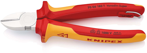 Chargez l'image dans la visionneuse de la galerie, Knipex zijsnijtang | 180 mm lengte | geïsoleerd | meercomponenten-omhullingen | vde-goedgekeurd | geïntegreerde bescherming - 70 06 180 t bk
