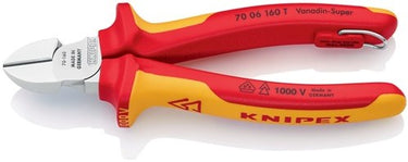 Knipex zijsnijtang | lengte 160 mm | met bevestigingsoog | meercomponenten mantels | 1 stuk - 70 06 160 t - 70 06 160 t