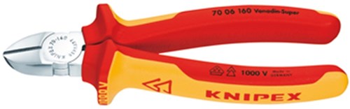 Knipex zijsnijtang verchr. comfort 160 mm vde - 70 06 160 sb - 7006160sb
