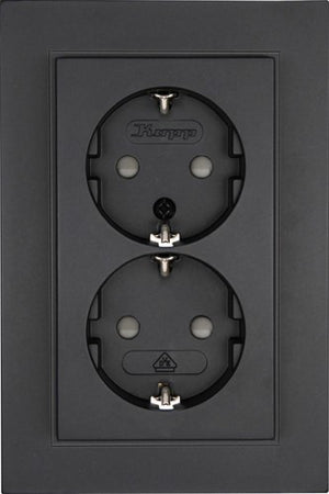 Enzo kopp hk07 antraciet inbouw stopcontact ra dubbel + kinderbeveiliging - 4623115