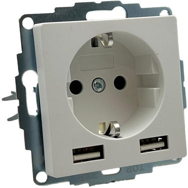 Enzo kopp hk07 pure mat wit inbouw stopcontact ra met 2x usb - 4624115