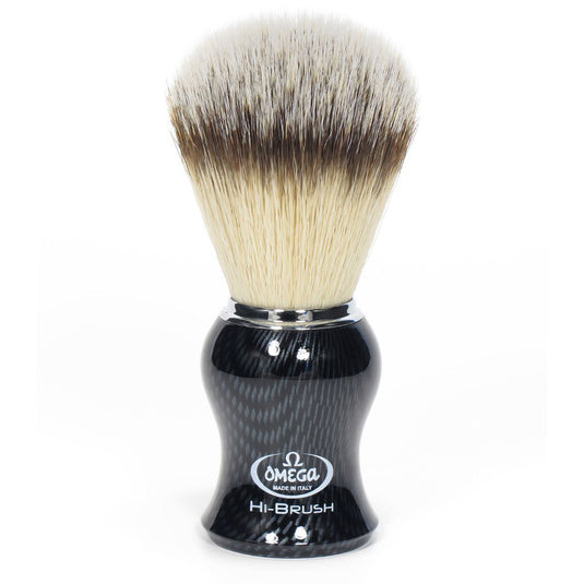 Omega scheerkwast hi-brush synthetisch haar met dassenhaareffect carbon fiber handvat 11cm