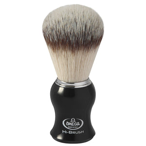 Omega scheerkwast hi-brush synthetisch haar met dassenhaareffect zwart handvat 11cm