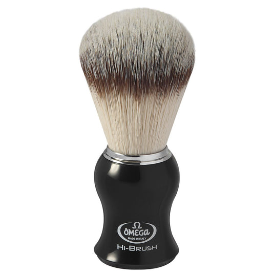 Omega scheerkwast hi-brush synthetisch haar met dassenhaareffect zwart handvat 11cm