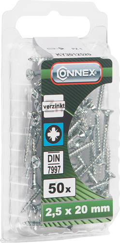 Connex houtschroef vz-k 2.5x20 50st vz - ky3012520