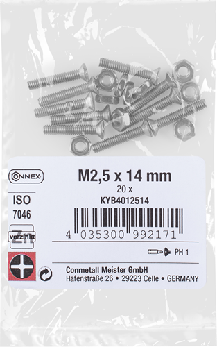 Load image into Gallery viewer, Connex metaalschroef pk m2,5x14 vz ph 20st - kyb4012514
