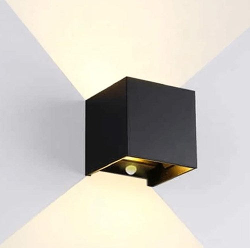 ギャラリービューアに画像をロードする, Enzo led wandlamp 2x3w up down vierkant zwart 2700k + sensor - 5082077
