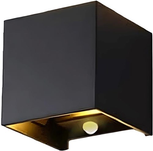ギャラリービューアに画像をロードする, Enzo led wandlamp 2x3w up down vierkant zwart 2700k + sensor - 5082077
