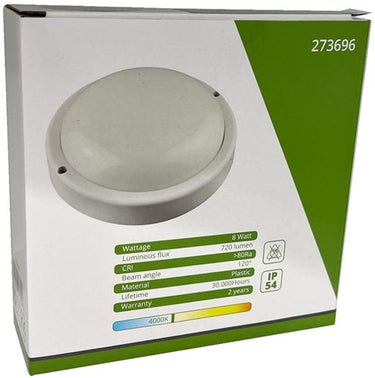 Enzo led wandlamp 8w rond bulkhead wit 4000k - 5082105