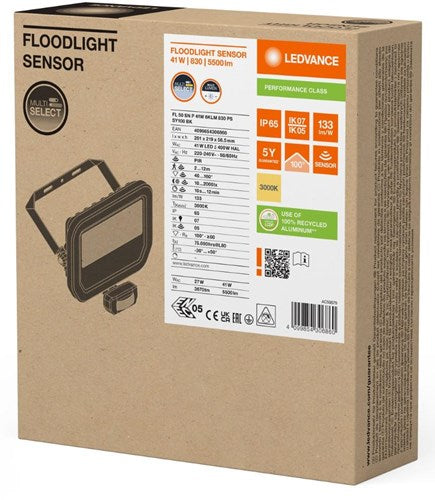 Enzo ledvance led bouwlamp 50w 3000k zwart + sensor - 5017580