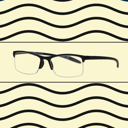 Spectrum leesbril zwart rechthoekig half randloos 2.00