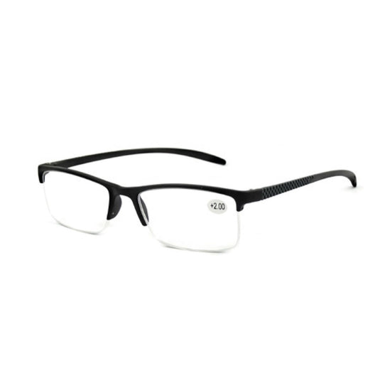 Spectrum leesbril zwart rechthoekig half randloos 2.00