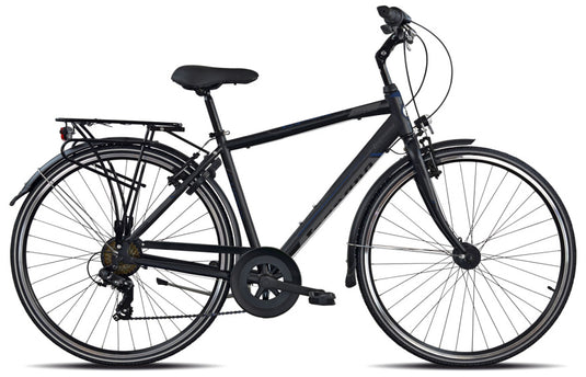 Legnano Cambridge 28 Inch 54 cm Heren 7V V-Brakes Matzwart Grijs