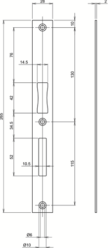 Chargez l'image dans la visionneuse de la galerie, Lips spg-2420 groepssluitplaat voor metalen kozijnen | rechthoekig | rvs. | 265 x 28 mm - 7170014
