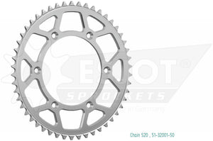 Esjot chain wheel 520 51z alu silver