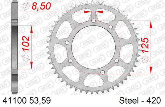 Afam chain wheel 420 59z steel silver
