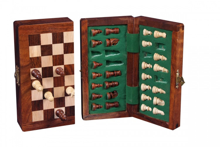 Load image into Gallery viewer, Longfield games Schaakset opvouwbaar hout 12,5 cm bruin naturel
