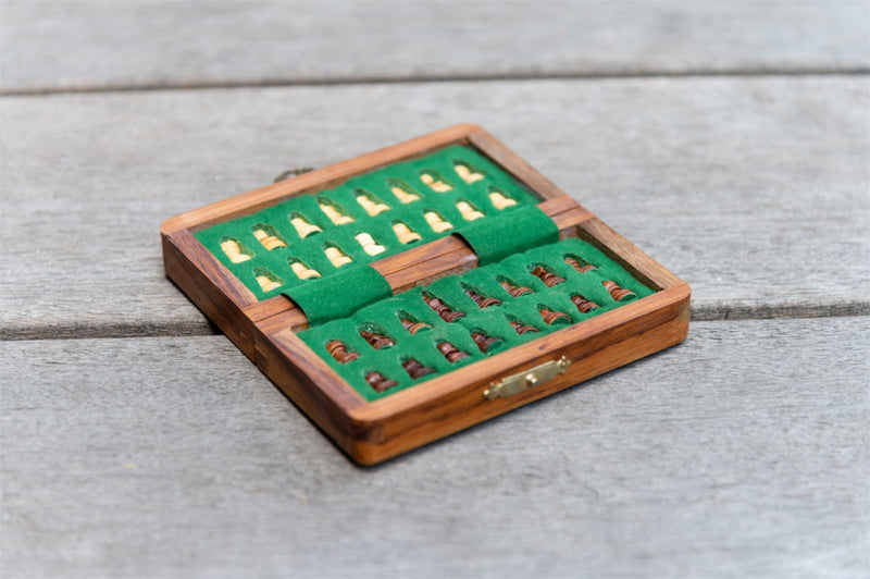 Load image into Gallery viewer, Longfield games Schaakset opvouwbaar hout 12,5 cm bruin naturel
