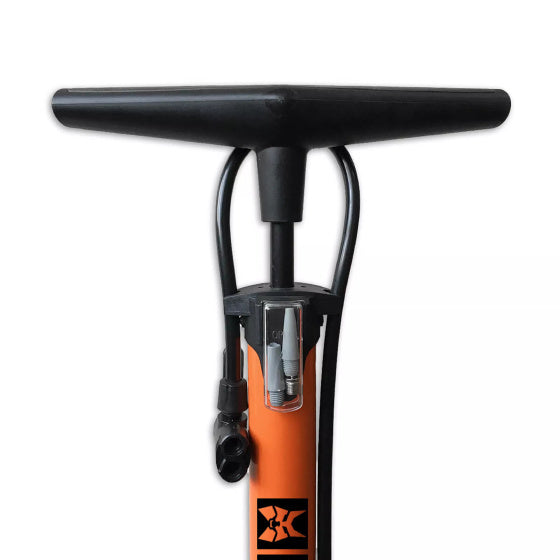 Load image into Gallery viewer, fietspomp met manometer 6 Bar oranje
