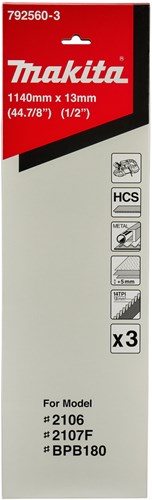 Afbeelding laden in galerijviewer, Makita accessoires 792560-3 | zaagband staal | 1140x13mm | hcs | 14tpi - 792560-3
