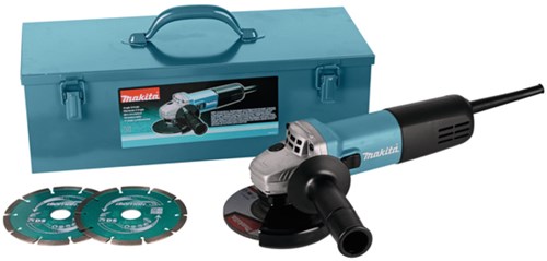 Load image into Gallery viewer, Makita 9558hnrgk3 | haakse slijper met vastzetschakelaar | 230 v | 125mm | in stalen koffer | incl. accessoire set
